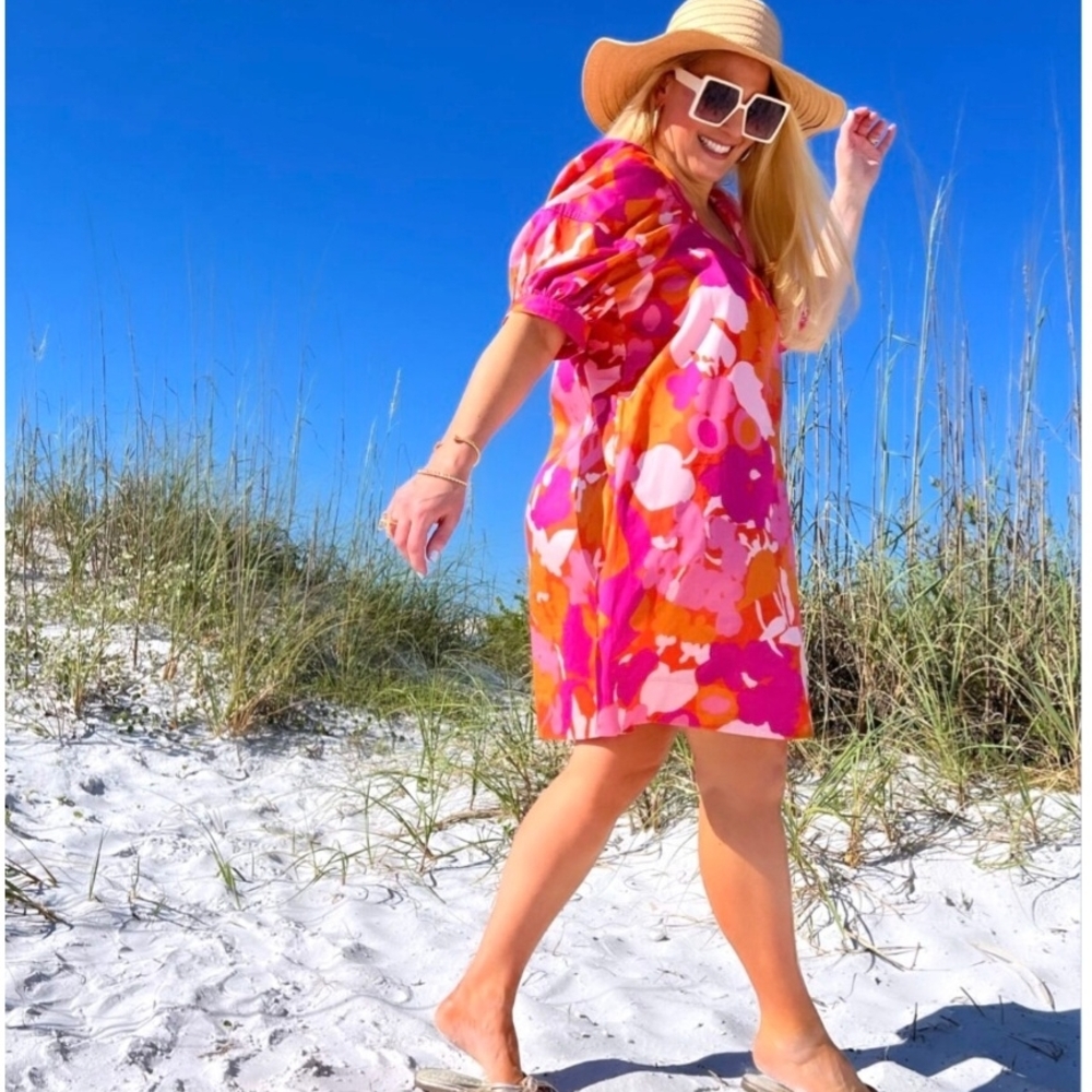 Free Assembly Floral Pink and Orange Dress